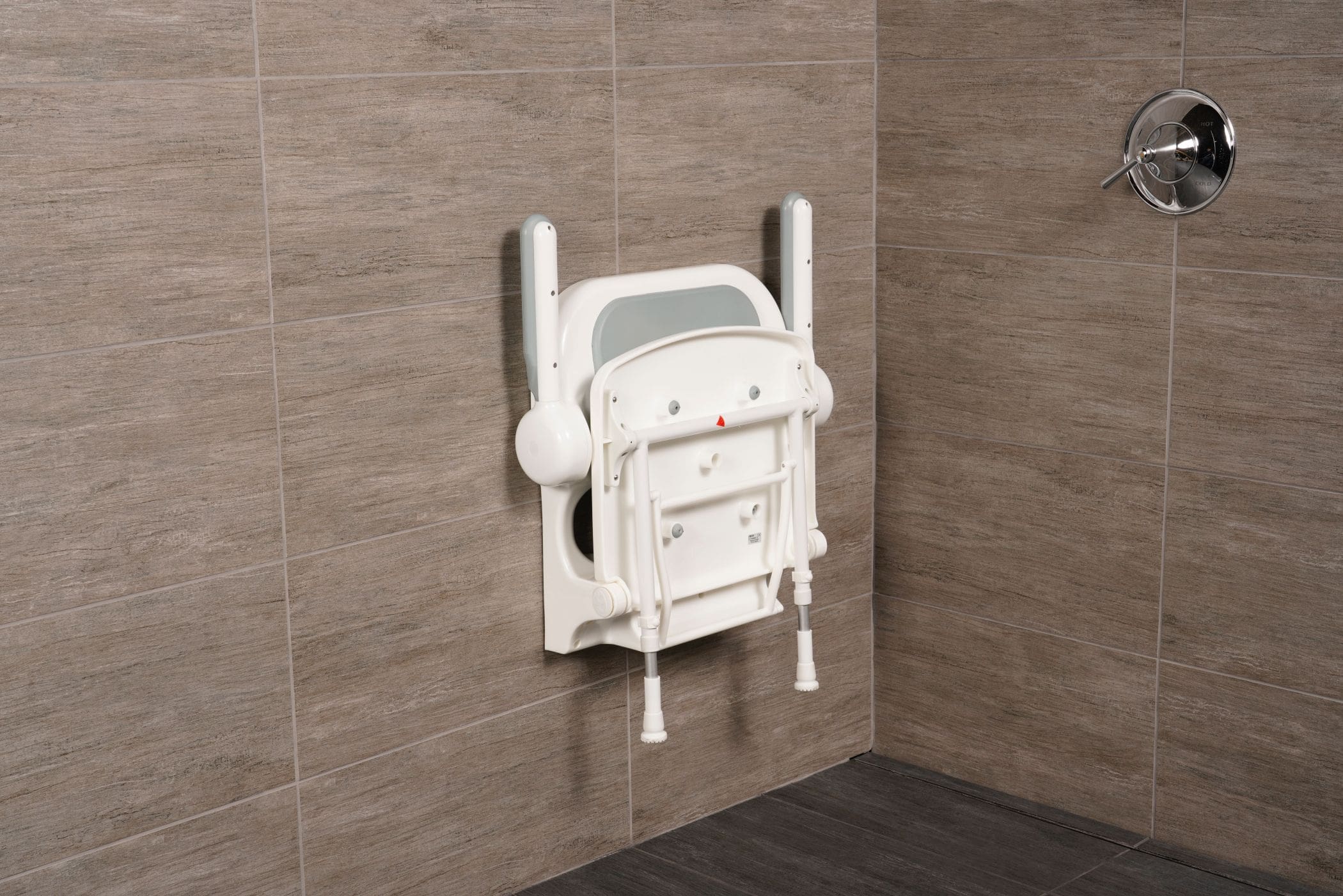 Standard Shower Seat with back & arms, gray pads Standard Shower Seat